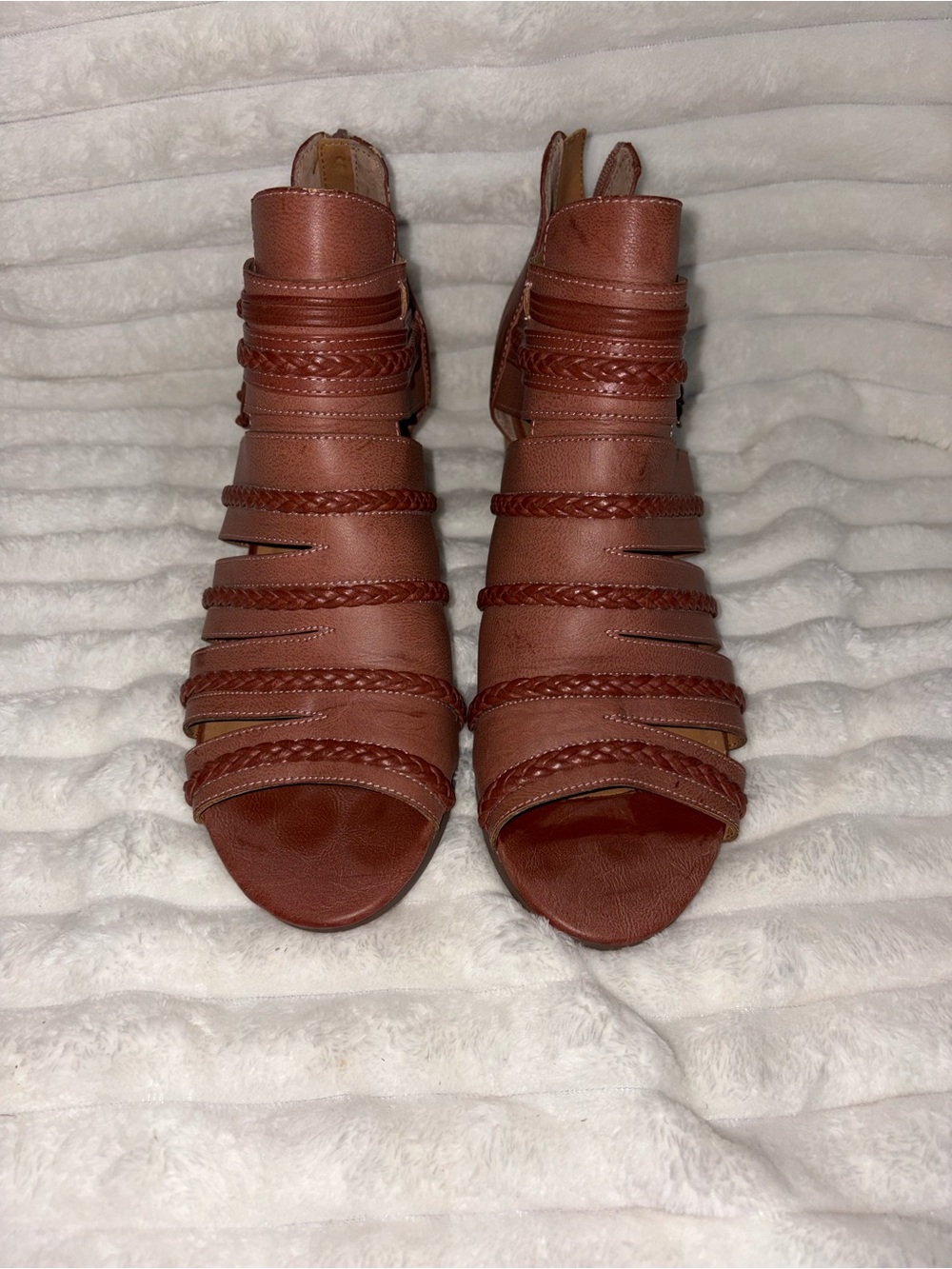 Not Rated Braided Multi-Strap Open-Toe Sandals - Brown 11M